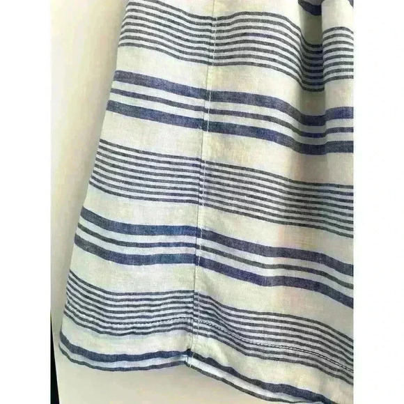 J Crew Wmns Sz 0 Boardwalk Linen Skirt Blue White Stripe A-line Casual Summer - Picture 9 of 15